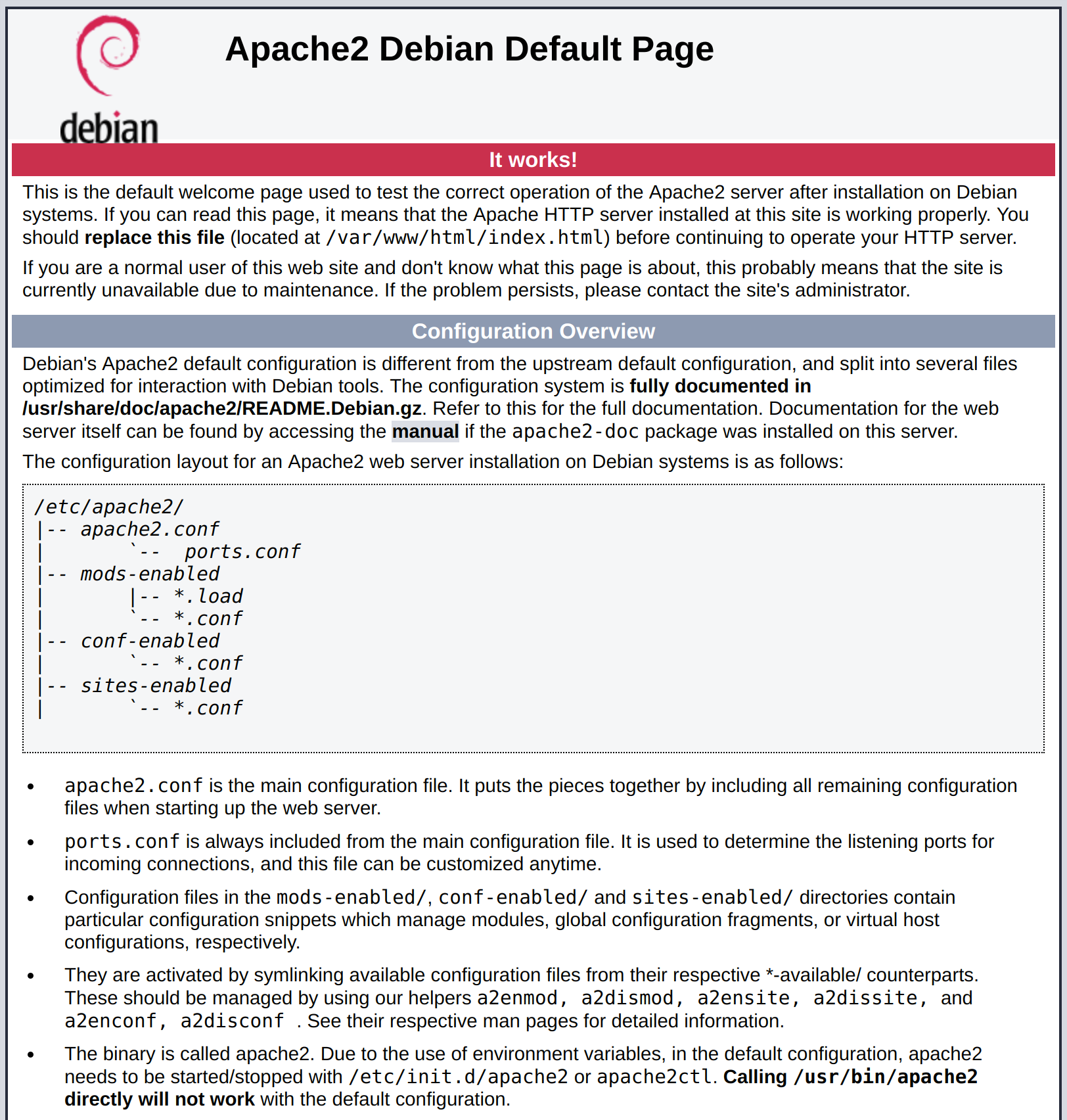 Debian 10 Apache default
